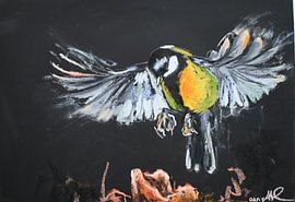 tit seeks landing spot by Annette Noordhof