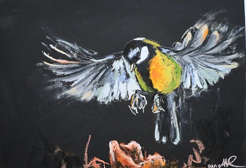 Le tit cherche un point d'atterrissage sur Annette Noordhof