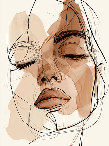 Abstract Lijnportret van een Vrouw