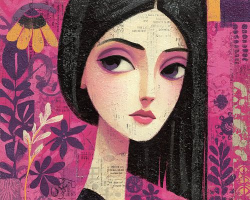 Femme moderne en violet et noir