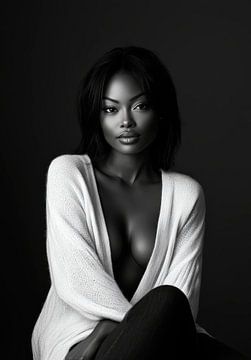 Elegant portrait of a woman in black and white by Poster Art Shop