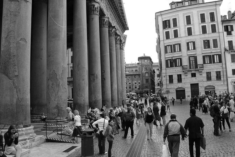 rome, pantheon, people, holidays, black and white by Eveline De keukelaere