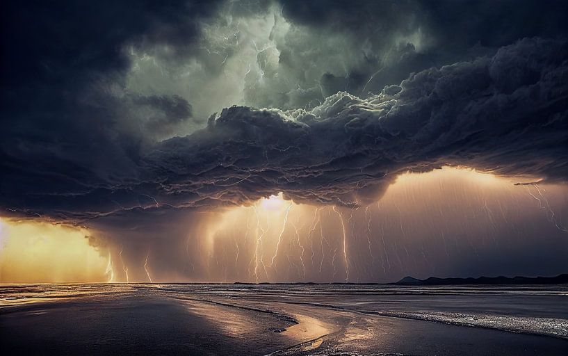 Tornado Sturm mit Gewitter über dem Meer Illustration von Animaflora PicsStock