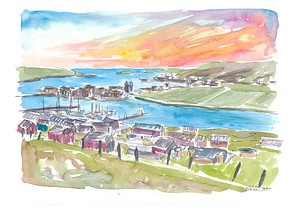 Scalloway Shetland Bay und Stadtansicht am Nachmittag