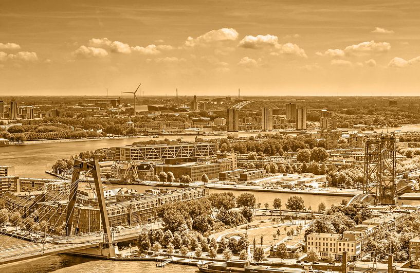 Drie Rotterdamse bruggen - monochroom van Frans Blok