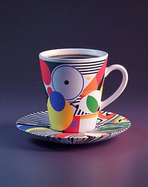 Designertasse mit geometrischen Elementen für Café-Boutiquen von Liona Toussaint