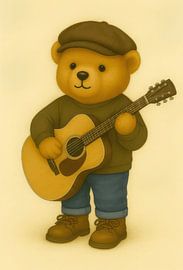 Bär, der Gitarre spielt