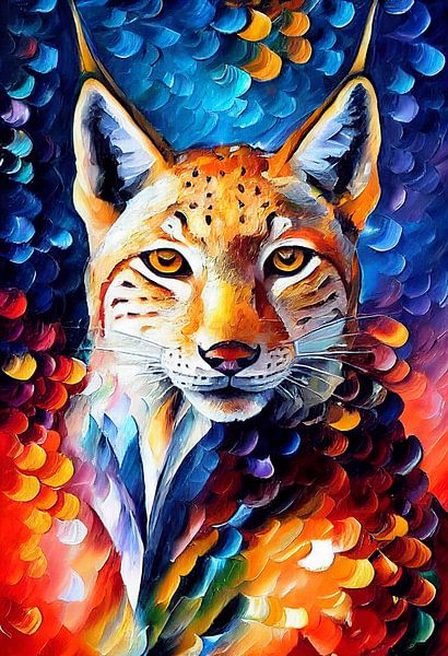 Colorful portrait of a Eurasian lynx by Whale & Sons