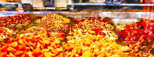 Amsterdam, marktkraam op de Lindengracht markt Artist impression