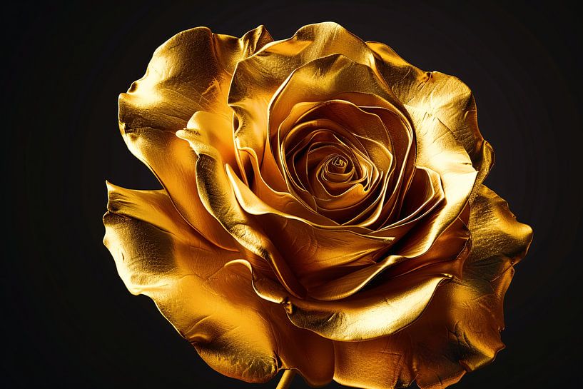 Golden Rose Elegant Decoration Black Background by Art & Soul Creations