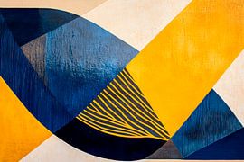 Geometric harmony in blue and yellow by Poster Art Shop