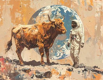 Schotse hooglander meets astronaut van Emiel de Lange
