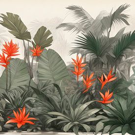 Aziatische tropen met bloemen van Wolfsee