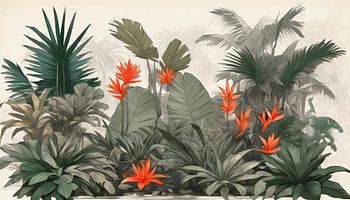 Aziatische tropen met bloemen