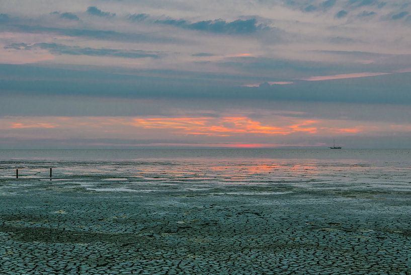 Sunset at Wadden Sea by Gerrit Kuyvenhoven