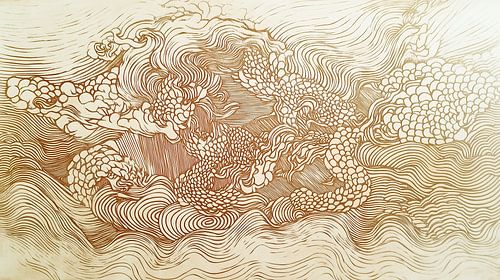 Dragon and Waves by Modern Collection