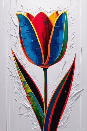 Kleurrijke abstracte tulp schilderij