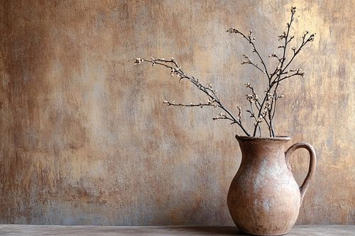 Rustieke kan met takken