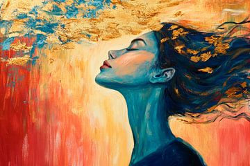 Woman with a golden cloud of thoughts by Poster Art Shop