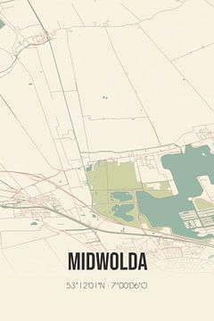 Vintage landkaart van Midwolda (Groningen) van Rezona