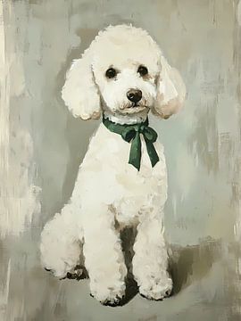White Poodle Dog Portrait by IamHome Studio