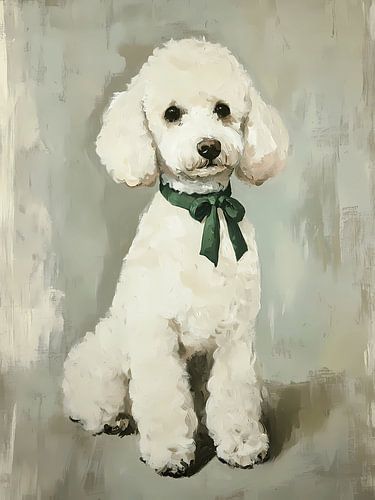 Portrait d'un caniche blanc