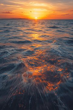 Glowing sunset over the sea