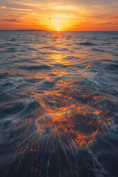 Glowing sunset over the sea by Dante S
