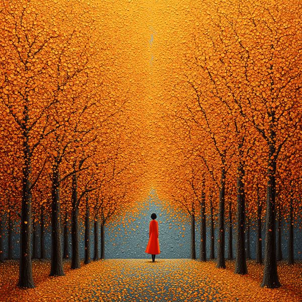 Mystischer Herbstspaziergang in der Orange von Karina Brouwer