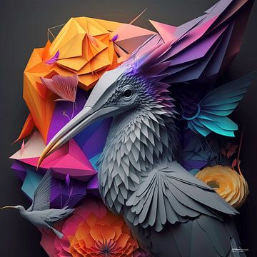 origami van een vogel van Gelissen Artworks