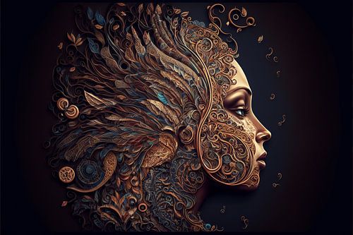 Bloemen in het haar van een creatieve ziel