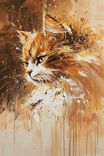 Expressief kattenportret met verf