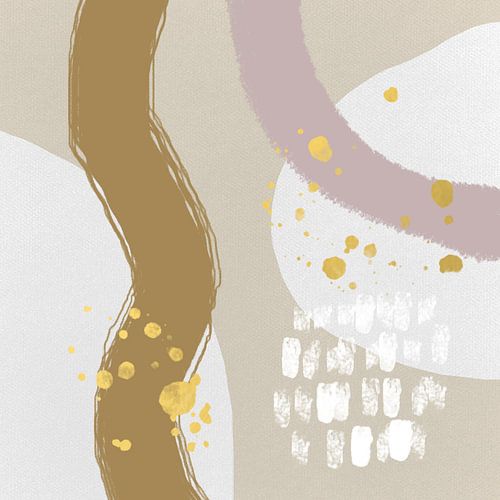 Abstracte pastel vormen. Minimalistisch in roze, goud, geel, beige, wit