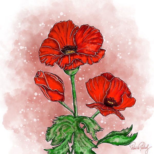 Flower motif - red poppy by Patricia Piotrak