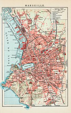 Vintage map Marseille ca. 1900 by Studio Wunderkammer