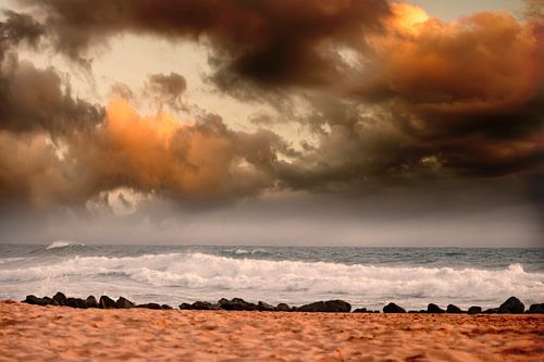 Abend Flut und Sonnenuntergang am Atlantik von Dirk Wüstenhagen