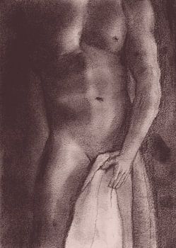 Naked man with towel amethyst