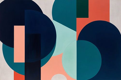 Geometrisch abstract schilderij met kleuren