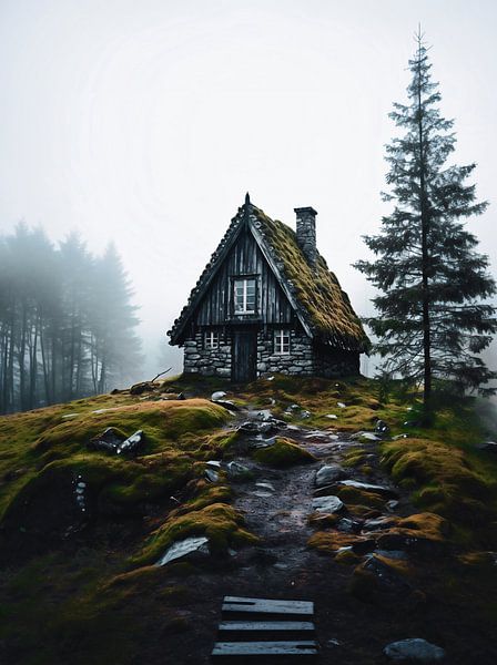 Mystieke herfstsfeer in de bergen van fernlichtsicht