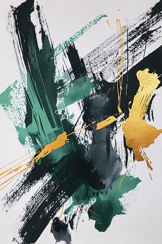 Abstract kunstwerk met gouden accenten