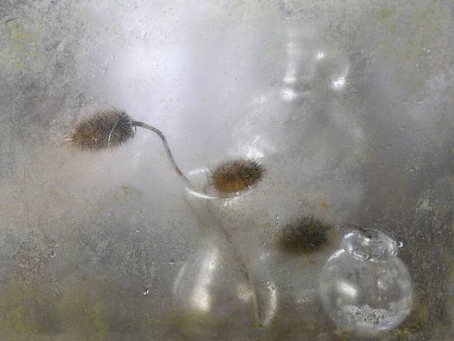 still life glassware with candle balls