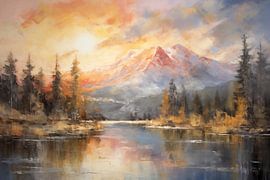 Mountain landscape with lake and forest by Whale & Sons