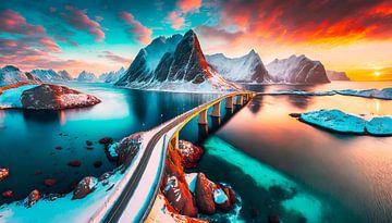 Norway with sunset by Mustafa Kurnaz