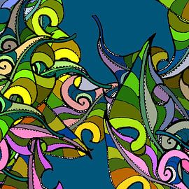 GRAFISCHE PRINT BLADEREN LOOFBOOM van IYAAN