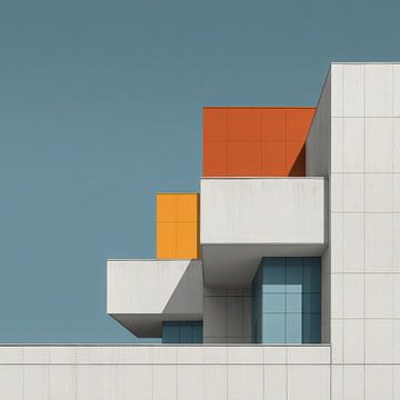 Minimalist Architecture with Yellow Door and Tree by Natasja Haandrikman