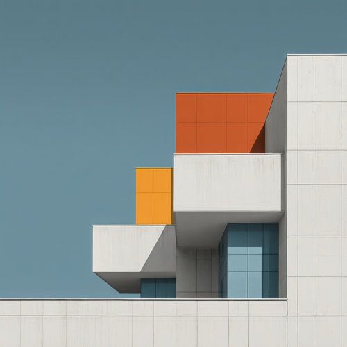 Minimalist Architecture with Yellow Door and Tree