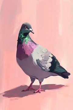 Levendige duif in een zachte kleurtint van Poster Art Shop