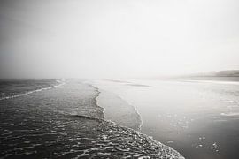 Schwarz und weiß nebligen Strand Landschaft von Graphx