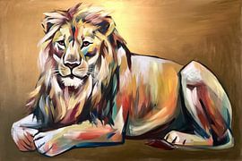Abstrakte Löwenmalerei mit Farbe von Art & Soul Creations