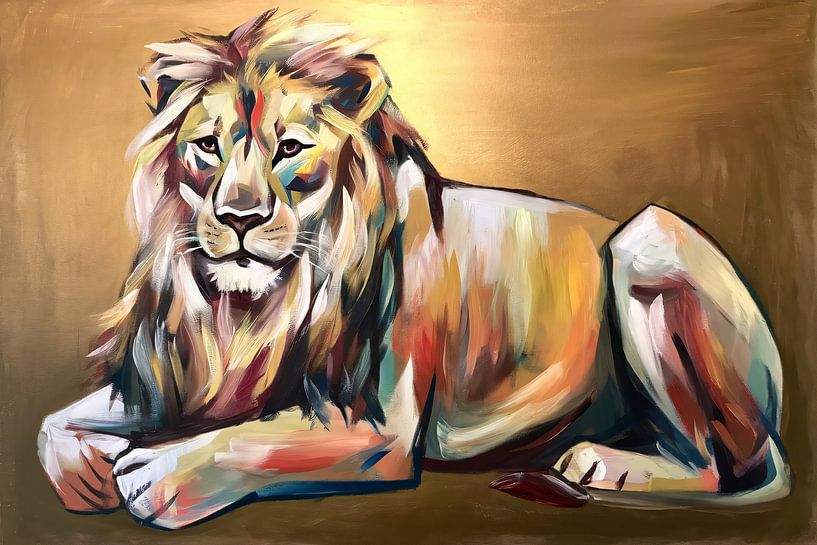 Abstrakte Löwenmalerei mit Farbe von Art & Soul Creations